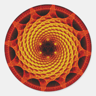 Adesivo Redondo Merkaba Spiral Mandala Red Fractal Sticker