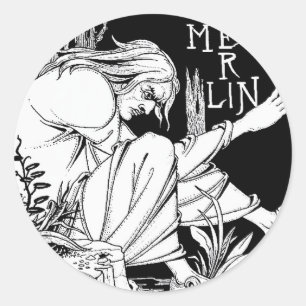 Adesivo Redondo "Merlin" de Aubrey Beardsley, 1893
