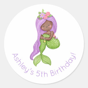 Adesivo Redondo Mermaid Birthday