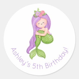 Adesivo Redondo Mermaid Birthday