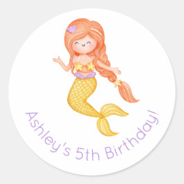 Adesivo Redondo Mermaid Birthday