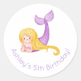 Adesivo Redondo Mermaid Birthday