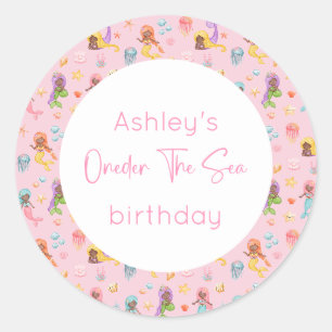 Adesivo Redondo Mermaid Birthday