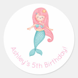 Adesivo Redondo Mermaid Birthday