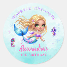 Adesivo Redondo Mermaid Birthday Party - Under the Sea Splish spla