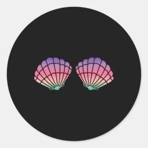 Adesivo Redondo Mermaid Clam Shell Bra Para Raparigas Roxo Rainbow