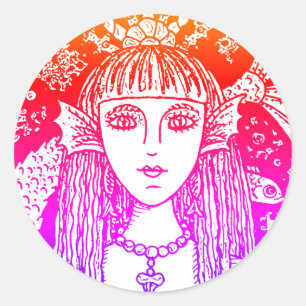 ADESIVO REDONDO MERMAID, FANTASIA DO MAR NEGRO, WHIMSY CLA