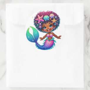 Adesivo Redondo Mermaid Girl Stickers