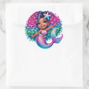 Adesivo Redondo Mermaid Girl Stickers