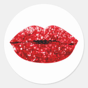 Adesivo Redondo Mermaid Kiss Lábios Maquiagem Artista Vermelho Ob
