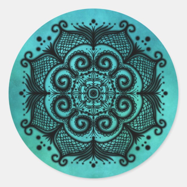 Adesivo Redondo Mermaid Mandala (Frente)