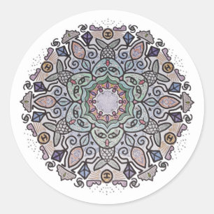 Adesivo Redondo Mermaid Mandala Sticker