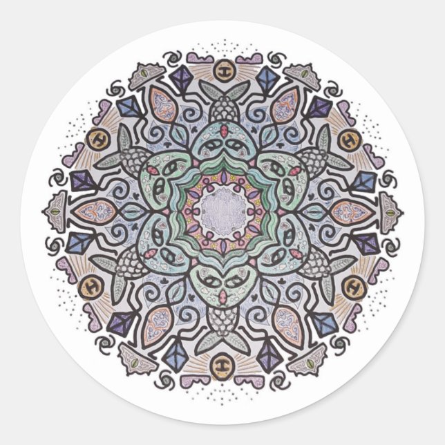 Adesivo Redondo Mermaid Mandala Sticker (Frente)