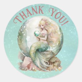 Adesivo Redondo Mermaid Obrigado
