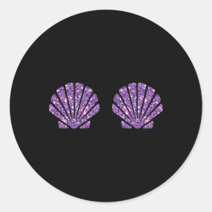 Adesivo Redondo Mermaid Sea Shell Bra Costume Halloween Design