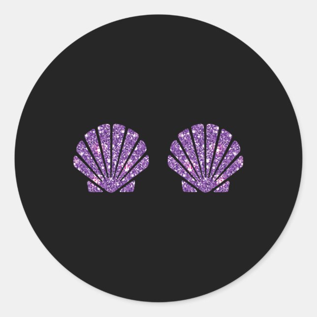 Adesivo Redondo Mermaid Sea Shell Bra Costume Halloween Design (Frente)