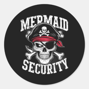 Adesivo Redondo Mermaid Security Pirate Pai Irmão Halloween