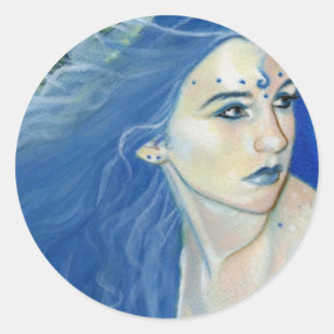 Adesivo Redondo Mermaid Shades de Blue Sticker