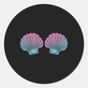 Adesivo Redondo Mermaid Shell Seashell Py