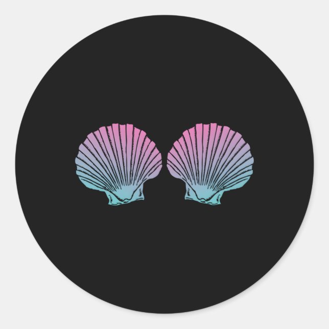 Adesivo Redondo Mermaid Shell Seashell Py (Frente)
