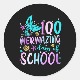 Adesivo Redondo Mermaid Tail 100 Dias De Mermasterização Da Escola