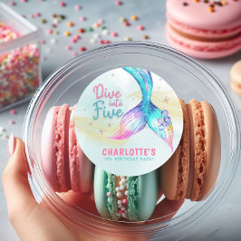 Adesivo Redondo Mermaid tail Dive into Five Glitter Sticker