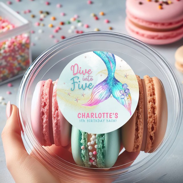 Adesivo Redondo Mermaid tail Dive into Five Glitter Sticker (Criador carregado)
