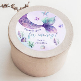 Adesivo Redondo Mermaid tail under the sea Obrigado por vir