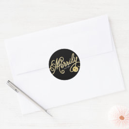 Adesivo Redondo Merrily Ever Após Casamento de Feriado Curly Scrip