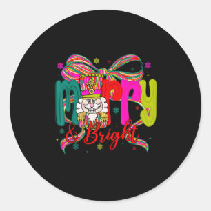 Adesivo Redondo Merry & Bright Coquette Laço Quebra-Nozes Nata