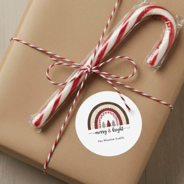 Adesivo Redondo Merry and Bright Christmas – Festive Holiday (Criador carregado)