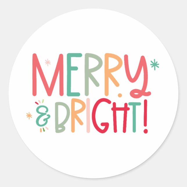 Adesivo Redondo Merry and Bright Sticker (Frente)