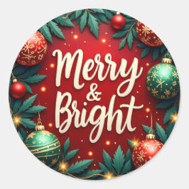Adesivo Redondo Merry & Bright Christmas Classic Round Sticker