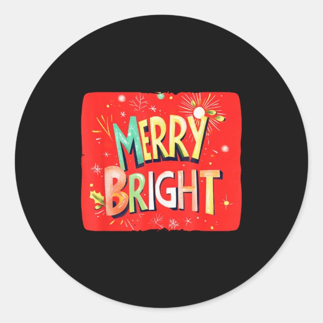 Adesivo Redondo Merry Bright Magic For Holiday Cheer  (Frente)