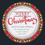 Adesivo Redondo Merry Christmas African Colors Sticker<br><div class="desc">Cartazes redondos de Natal felizes para usar como etiquetas de presentes ou selos de envelopes - desenhados em cores de inspiração africana,  amarelo verde-vermelho. Personalize adicionando seu texto através do botão Personalizar. Como minhas designs e Arte?</div>