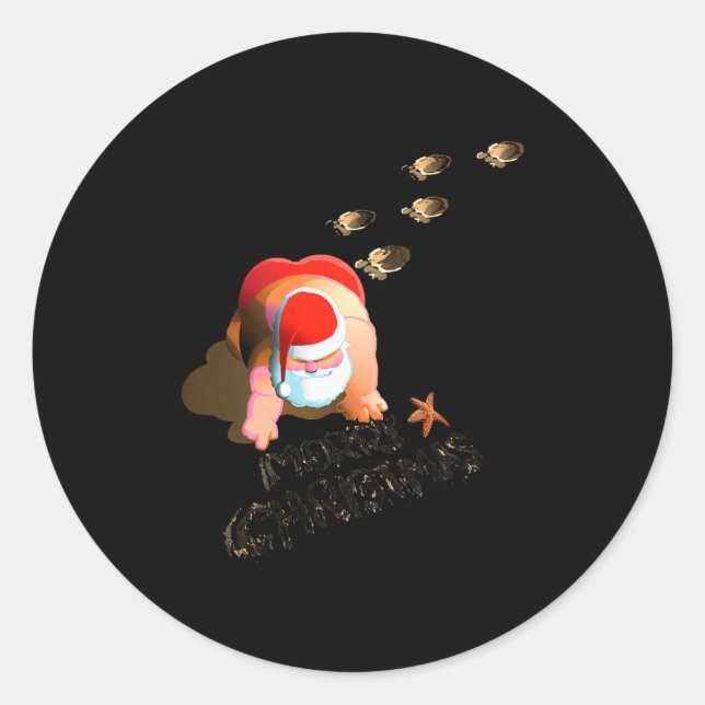Adesivo Redondo Merry Christmas - Beach Christmas  (Frente)