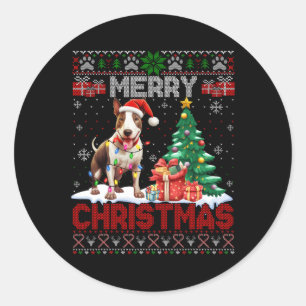 Adesivo Redondo Merry Christmas Bull Terrier Dog amadurece feio xm