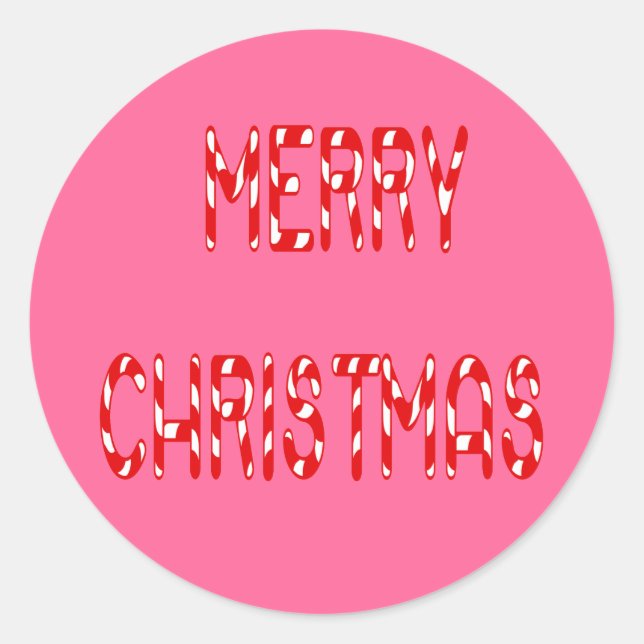 Adesivo Redondo Merry Christmas Candy Cane Font (Frente)