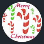Adesivo Redondo Merry Christmas Candy Cane Seals<br><div class="desc">Vinhetas de Natal. As canas doces de Natal vermelhas e verdes são um design de feriado divertido para selar o plástico dos presentes nas embalagens ou o envelope nos cartões de Natal.</div>