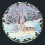 Adesivo Redondo MERRY CHRISTMAS CHURCH & WREATH por SHARON SHARPE<br><div class="desc">MERRY CHRISTMAS CHURCH & WREATH de uma aquarela original por SHARON SHARPE</div>