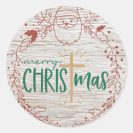 Adesivo Redondo Merry Christmas Cross Round Sticker
