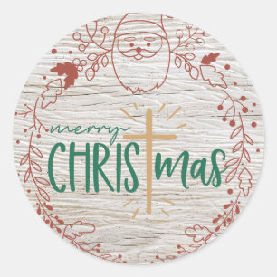 Adesivo Redondo Merry Christmas Cross Round Sticker