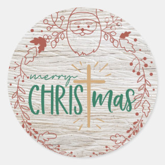 Adesivo Redondo Merry Christmas Cross Round Sticker