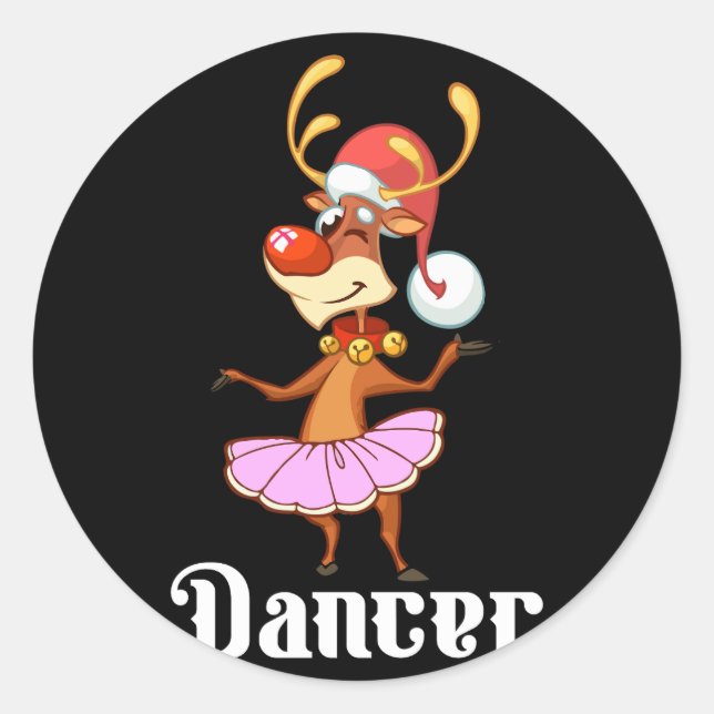 Adesivo Redondo Merry Christmas Dancing Reindeer Cute Deer Dancer (Frente)
