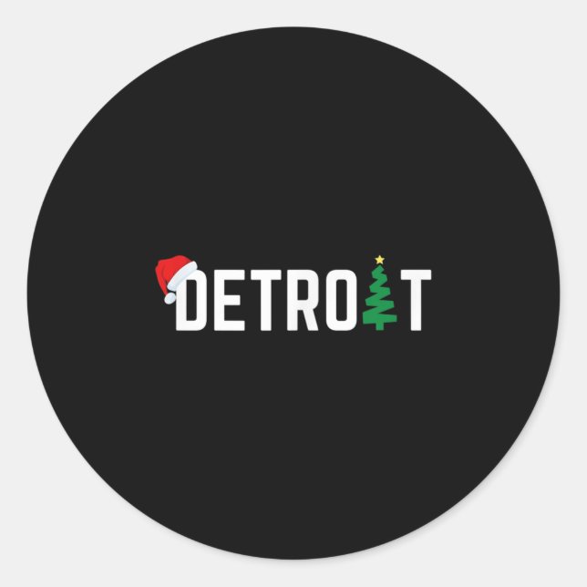 Adesivo Redondo Merry Christmas Detroit Happy Holidays Michigan Sa (Frente)