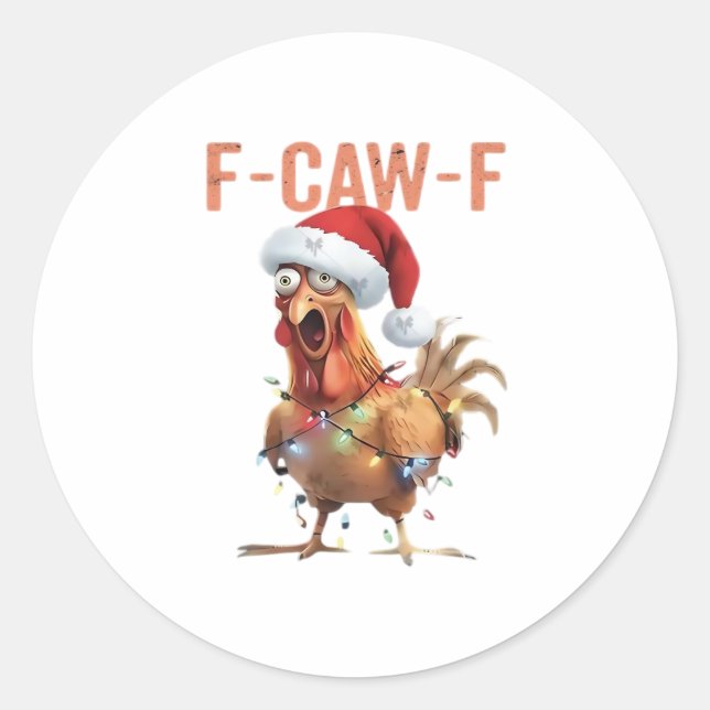 Adesivo Redondo Merry Christmas F Caw F Retro Cool Design (Frente)