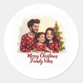 Adesivo Redondo Merry Christmas Family Vibes Sticker