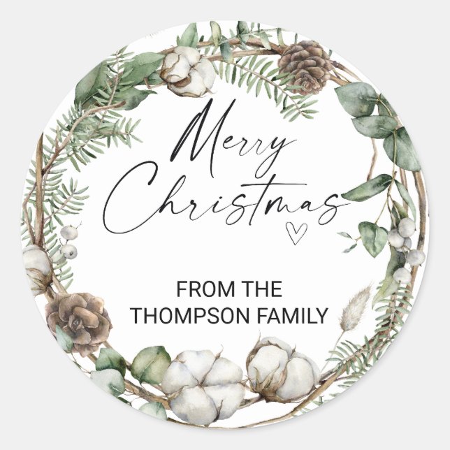 Adesivo Redondo Merry Christmas for Gifts Envelopes Present  Class (Frente)