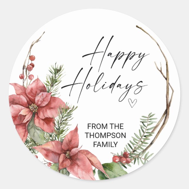 Adesivo Redondo Merry Christmas for Gifts Envelopes Present  Class (Frente)