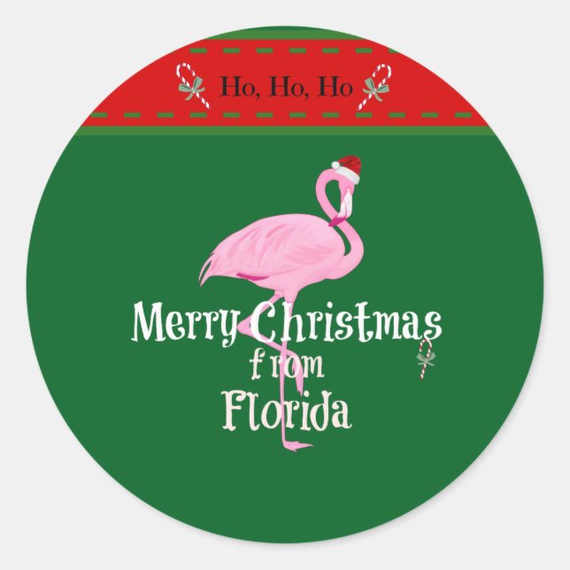 Adesivo Redondo Merry Christmas from Florida (Frente)